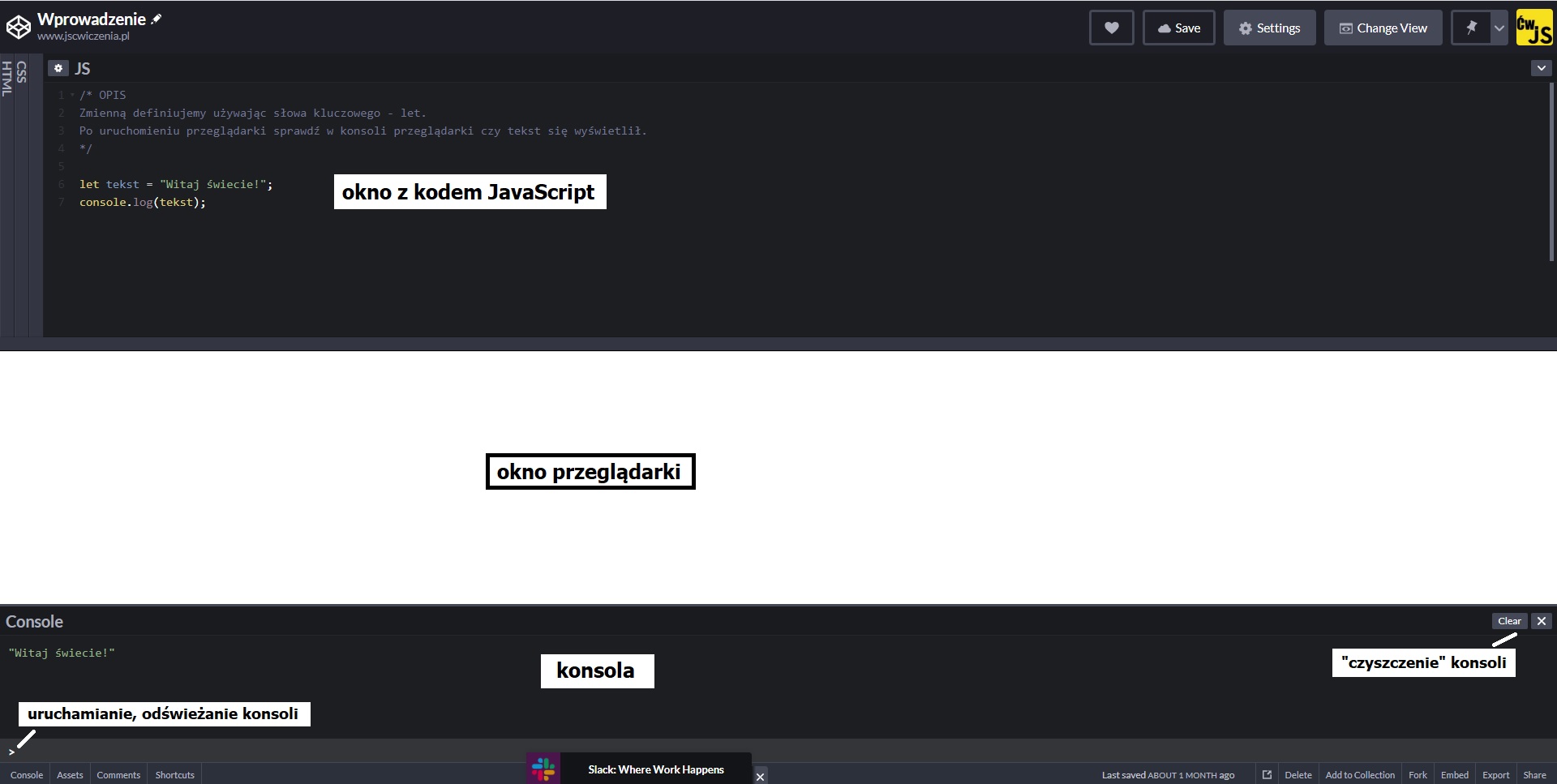 Opis uruchomienia CodePen